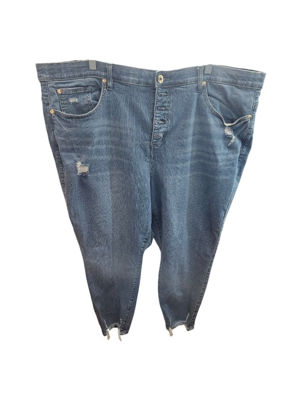 Torrid Bombshell Skinny Premium Stretch Jeans 26S Distressed Medium Wash Button